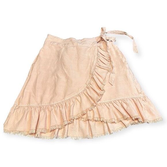 PILCRO BY ANTHROPOLOGIE Women’s Peach Pink Nettie Ruffled Hem Wrap Skirt Size Sm - Picture 3 of 7